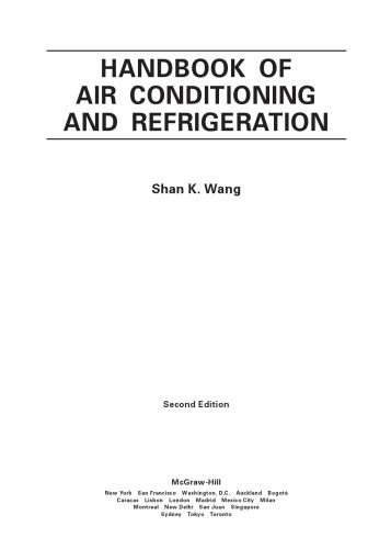 Handbook Of Air Conditioning And Refrigeration 2nd Ed Shan K Wang
