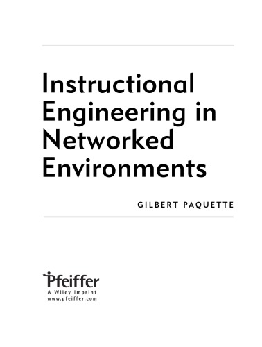 Instructional Engineering In Networked Environments Gilbert Paquette