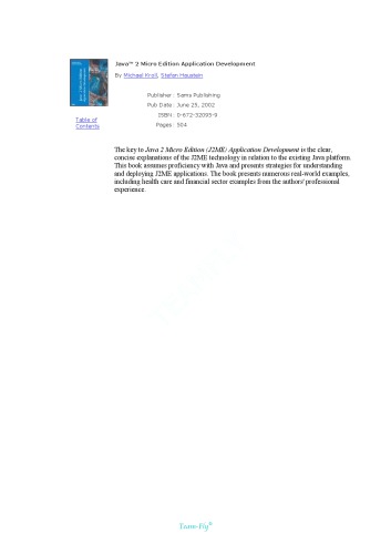 Java 2 Micro Edition Application Development Michael Kroll Stefan Haustein