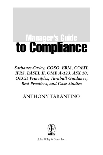 Managers Guide To Compliance 1st Edition Anthony Tarantino