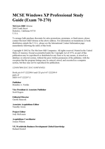 Mcse Windows Xp Professional Study Guide Exam 70270 Curt Simmons