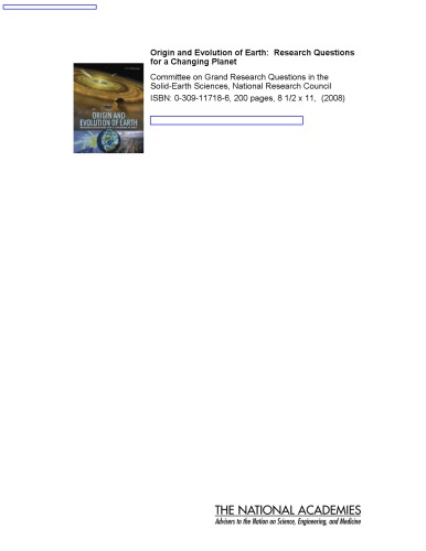 Origin And Evolution Of Earth Research Questions For A Changing Planet National Research Council