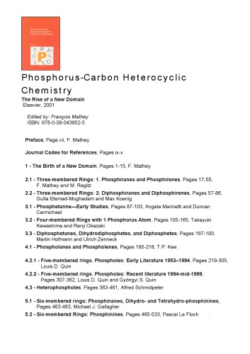 Phosphoruscarbon Heterocyclic Chemistry The Rise Of A New Domain Francois Mathey