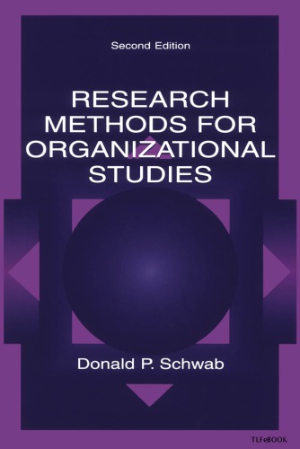 Research Methods Fro Organizational Studies 2nd Ed Donald P Schwab