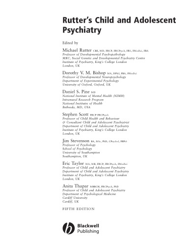 Rutters Child And Adolescent Psychiatry Sir Michael Rutter Dorothy Bishop Daniel Pine
