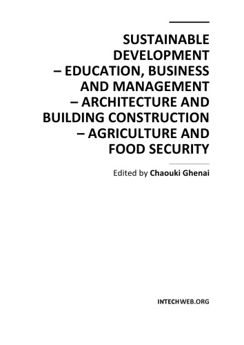 Sustainable Developmenteducation Business And Managementarchitecture And Building Constructionagriculture And Food Security Chaouki Ed Ghenai