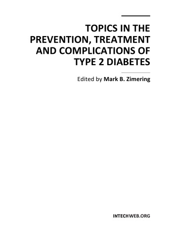 Topics In The Prevention Treatment And Complications Of Type 2 Diabetes Mark B Zimering