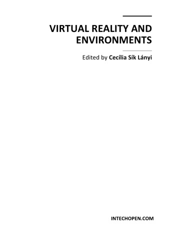 Virtual Reality And Environments Cecilia Sik Lanyi