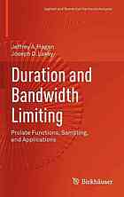 Duration And Bandwidth Limiting Prolate Functions Sampling And Applications 1st Edition Jeffrey A Hogan