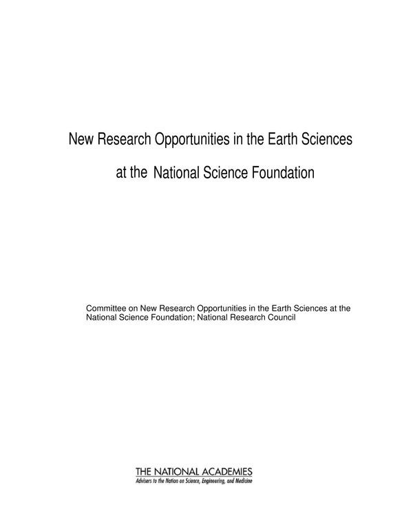 New Research Opportunities In The Earth Sciences National Research Council