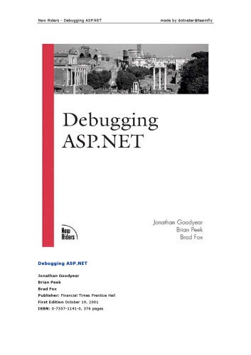 Debugging Aspnet Includes Index 1st Ed Jonathan Goodyear Brad Fox Brian Peek