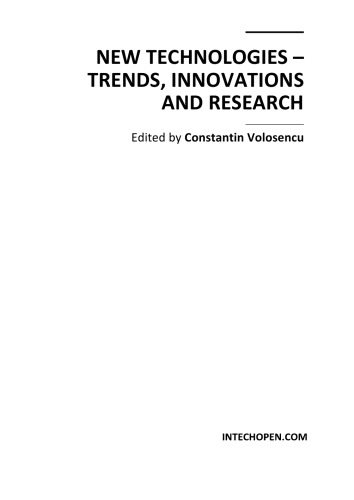 New Technologies Trends Innovations And Research Constantin Volosencu
