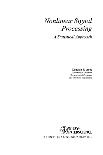 Nonlinear Signal Processing A Statistical Approach Gonzalo R Arce