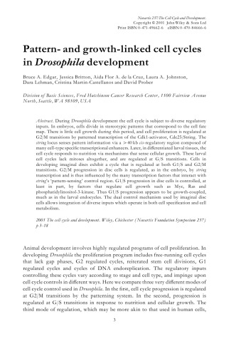 The Cell Cycle And Development Gregory Bock Gail Cardew Jamie Goode