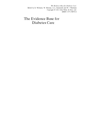 The Evidence Base For Diabetes Care D R R Williams Et Al