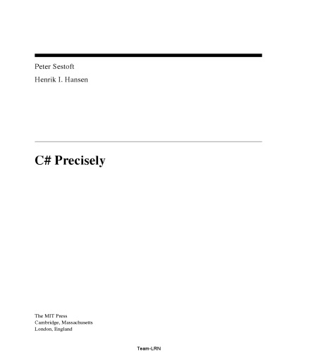 C Precisely Peter Sestoft Henrik I Hansen