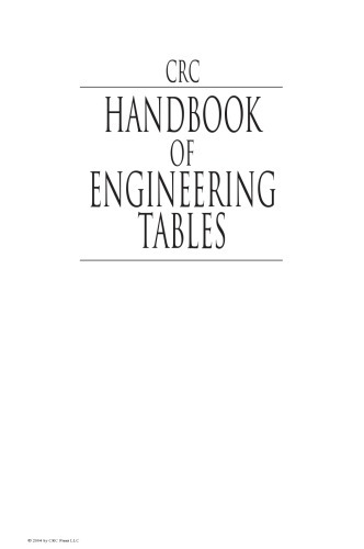 Crc Handbook Of Engineering Tables R Dorf