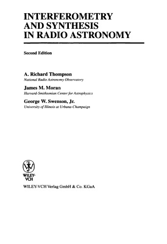 Interferometry And Synthesis In Radio Astronomy 2nd Ed A Thompson