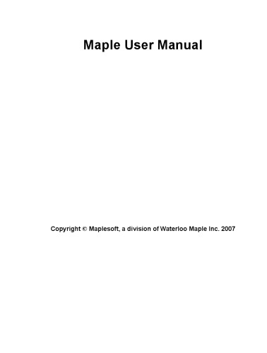 Maple 11 User Manual