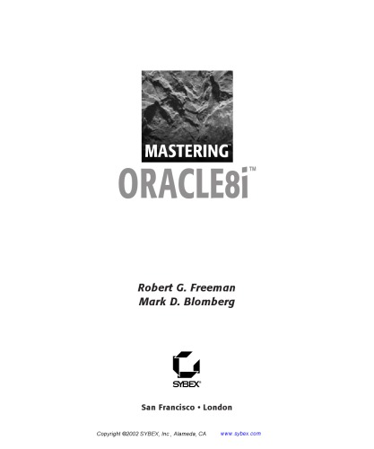 Mastering Oracle8i Mark D Blomber Mark D Blomberg