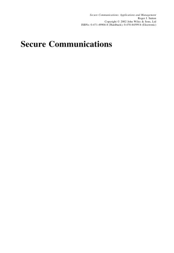 Secure Communications Applications And Management R Sutton