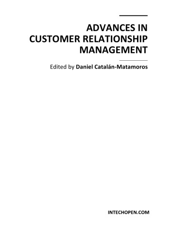 Advances In Customer Relationship Mgmt D Catalanmatamoros