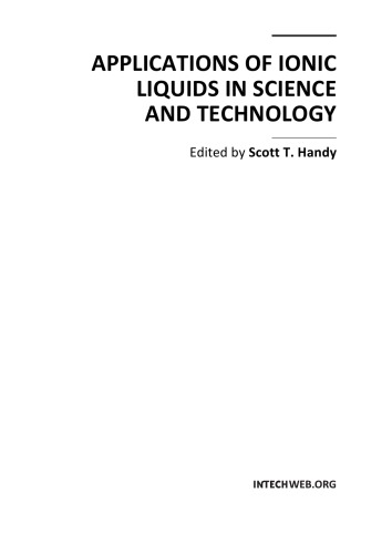 Applications Of Ionic Liquids In Science And Technology S Handy