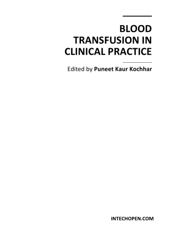 Blood Transfusion In Clinical Practice P Kochhar