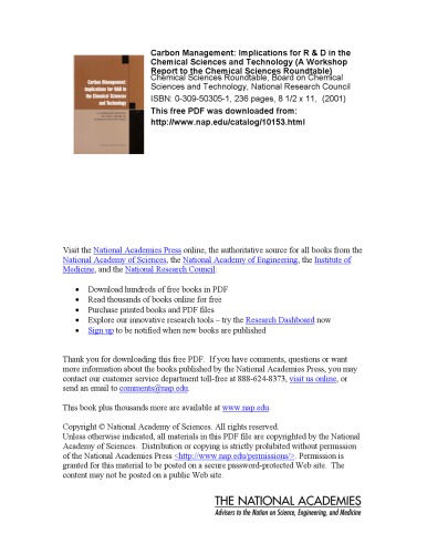 Carbon Management Implications For R D In Thechemical Sciences Technology Nrc