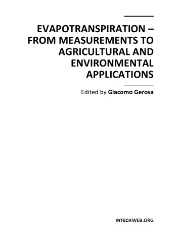 Evapotranspiration From Measurements To Agric Environ Applns G Gerosa