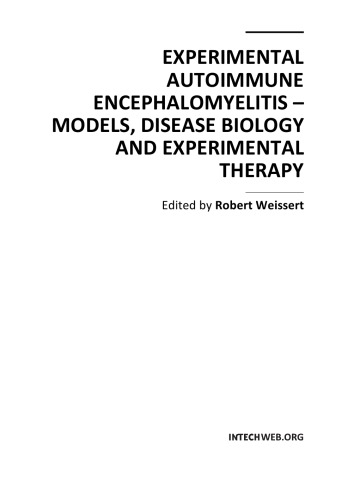 Experimental Autoimm Encephalomyelitis Mdls Disease Biol Exper Therapy R Weissert