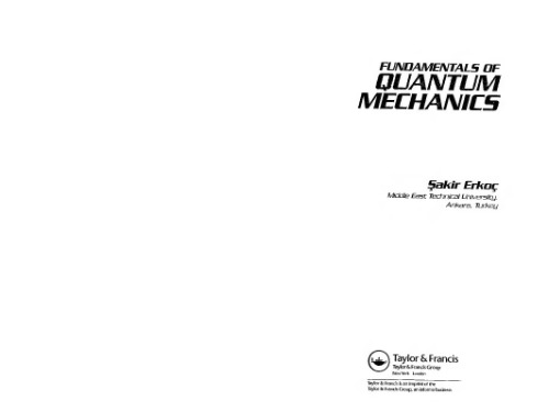 Fundamentals Of Quantum Mechanics S Erkoc