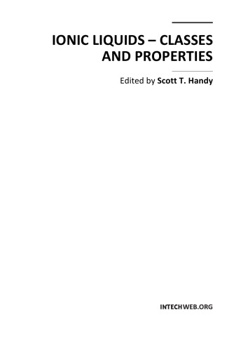 Ionic Liquids Classes And Properties S Handy
