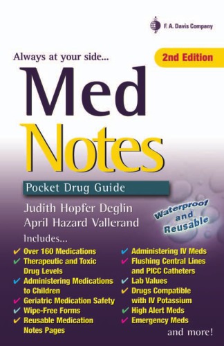Med Notes Pocket Drug Guide 2nd Judith H Deglia April H Vallerand