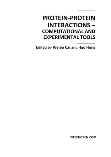 Proteinprotein Interactions Computational Experimental Tools W Cai