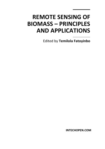 Remote Sensing Of Biomass Principles And Applications T Fatoyinbo
