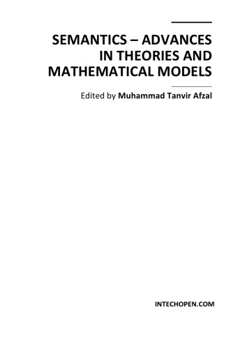 Semantics Advances In Theories Mathematical Mdls M Afzal