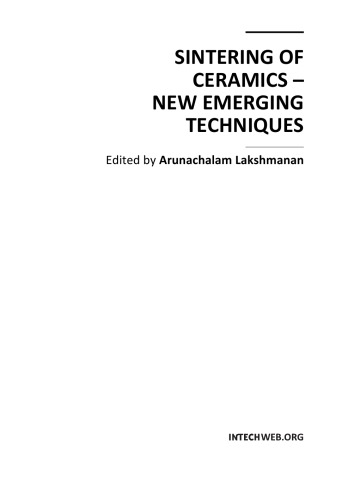 Sintering Of Ceramics New Emerging Techniques A Lakshmanan