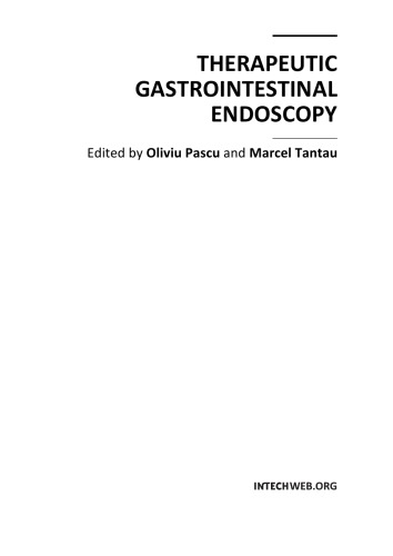 Therapeutic Gastrointestinal Endoscopy O Pascu M Tantau
