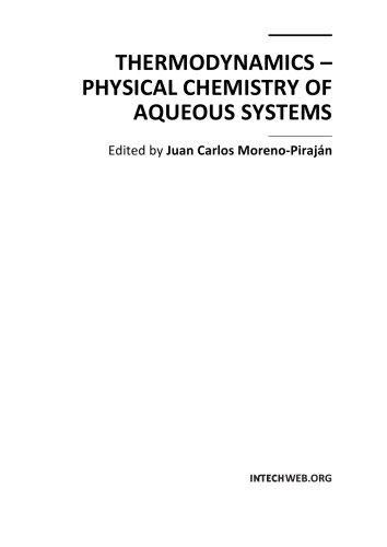 Thermodynamics Physical Chem Of Aqueous Systs J Morenopirajan