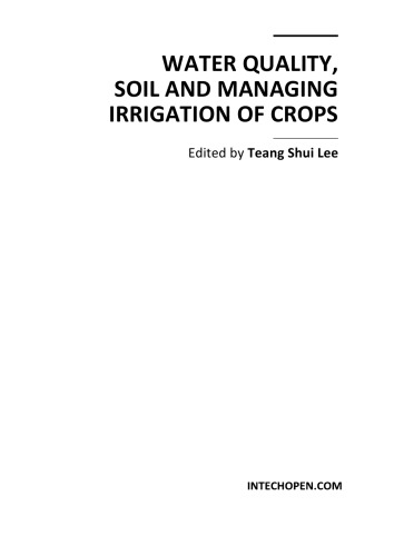 Water Quality Soil And Managing Irrigation Of Crops T Lee