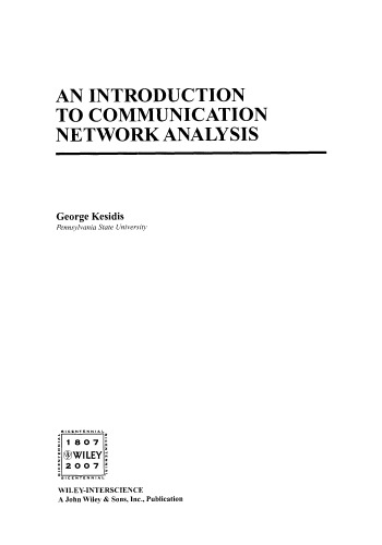 An Introduction To Communication Network Analysis George Kesidis