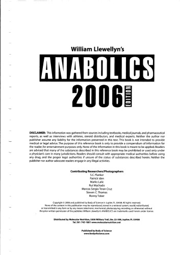 Anabolics 2006 2006 Ed William Llewellyn