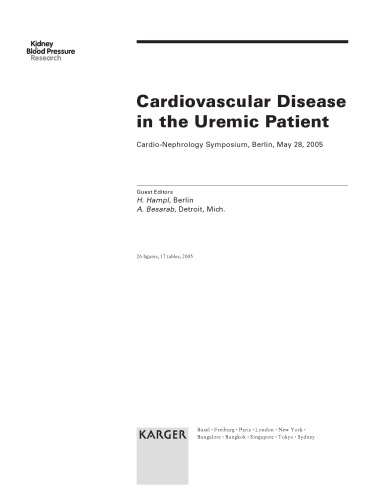 Cardiovascular Disease In The Uremic Patient Cardionephrology Symposium Hannelore Hampl Anatole Besarab