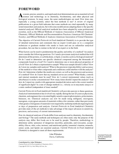 Current Protocols In Food Analytical Chemistry Ronald E Wrolstad Et Al