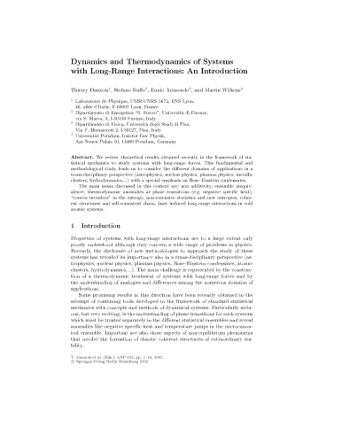 Dynamics And Thermodynamics Of Systems With Longrange Interactions T Dauxois Et Al