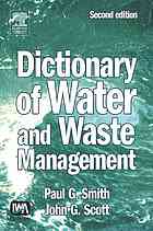 Dictionary Of Water And Waste Management 2nd Ed Paul G Smith