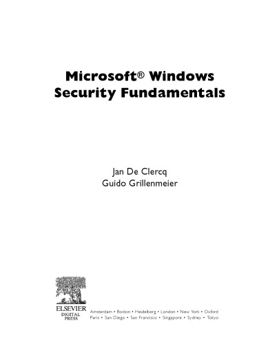 Microsoft Windows Security Fundamentals Jan De Clercq Guido Grillenmeier