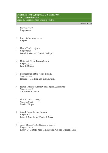 Flexor Tendon Injuries Daniel P Mass Craig S Phillips