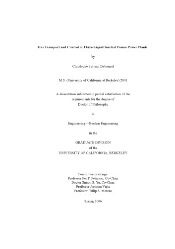 Gas Transport And Control In Thickliquid Inertial Fusion Powerplants Debonnel